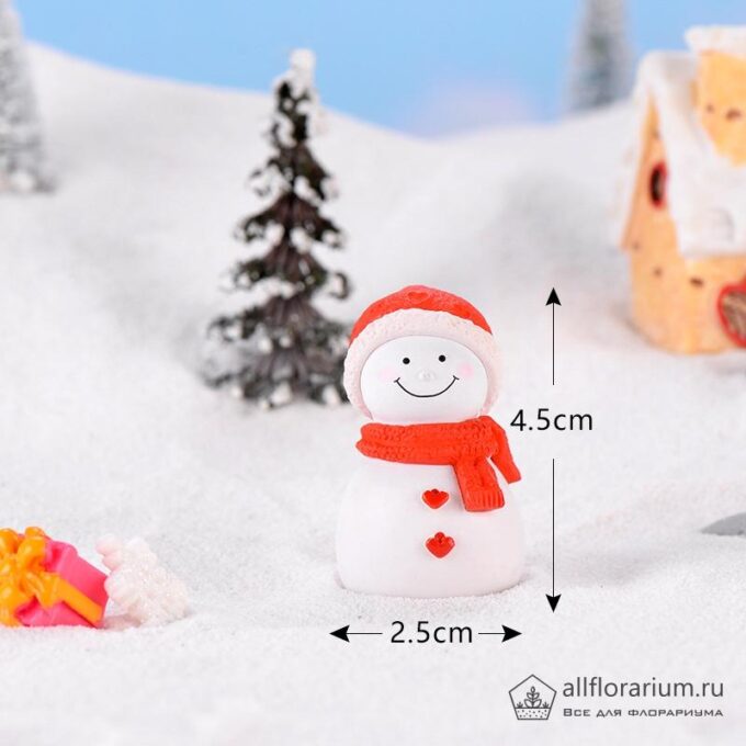 Декоративные фигурки для флорариума Зимний пейзаж Снеговик