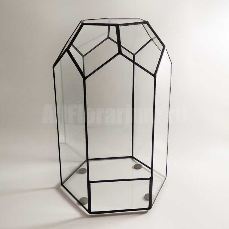 Геометрическая ваза для флорариума в виде шестигранной призмы с куполом