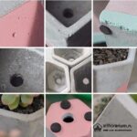 Горшки для суккулентов из бетона Геометрия цвета